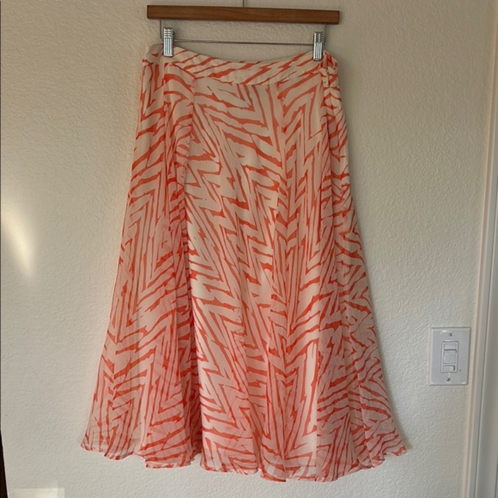 J Peterman Orange Patterned Women's Skirt size 14 or large